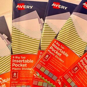 Big Tab Insertable Pocket Plastic Dividers by Avery (5 packs /8 divers per pack)